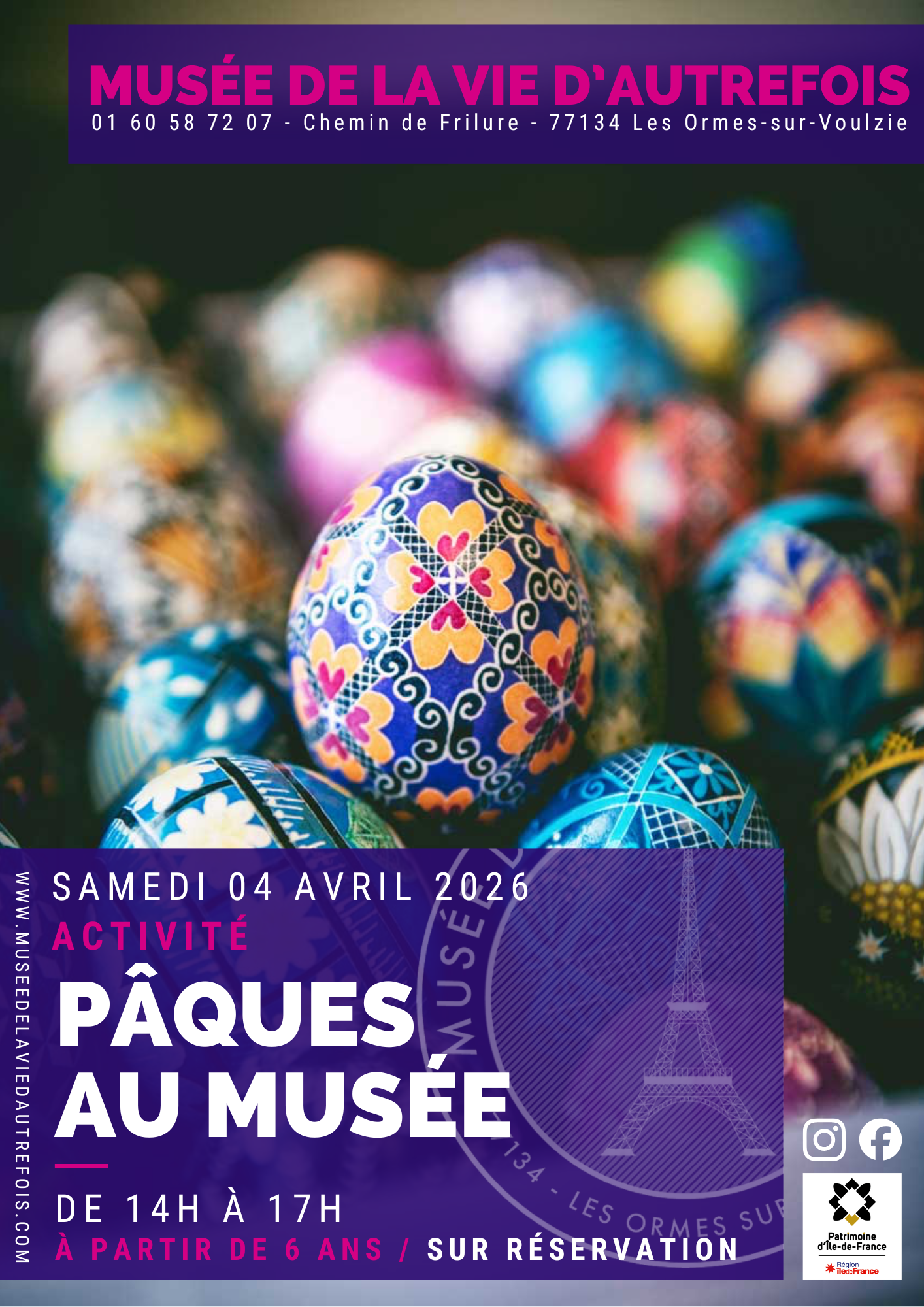 Samedi 4 avril 2026 Atelier décoration « œufs de Pâques »