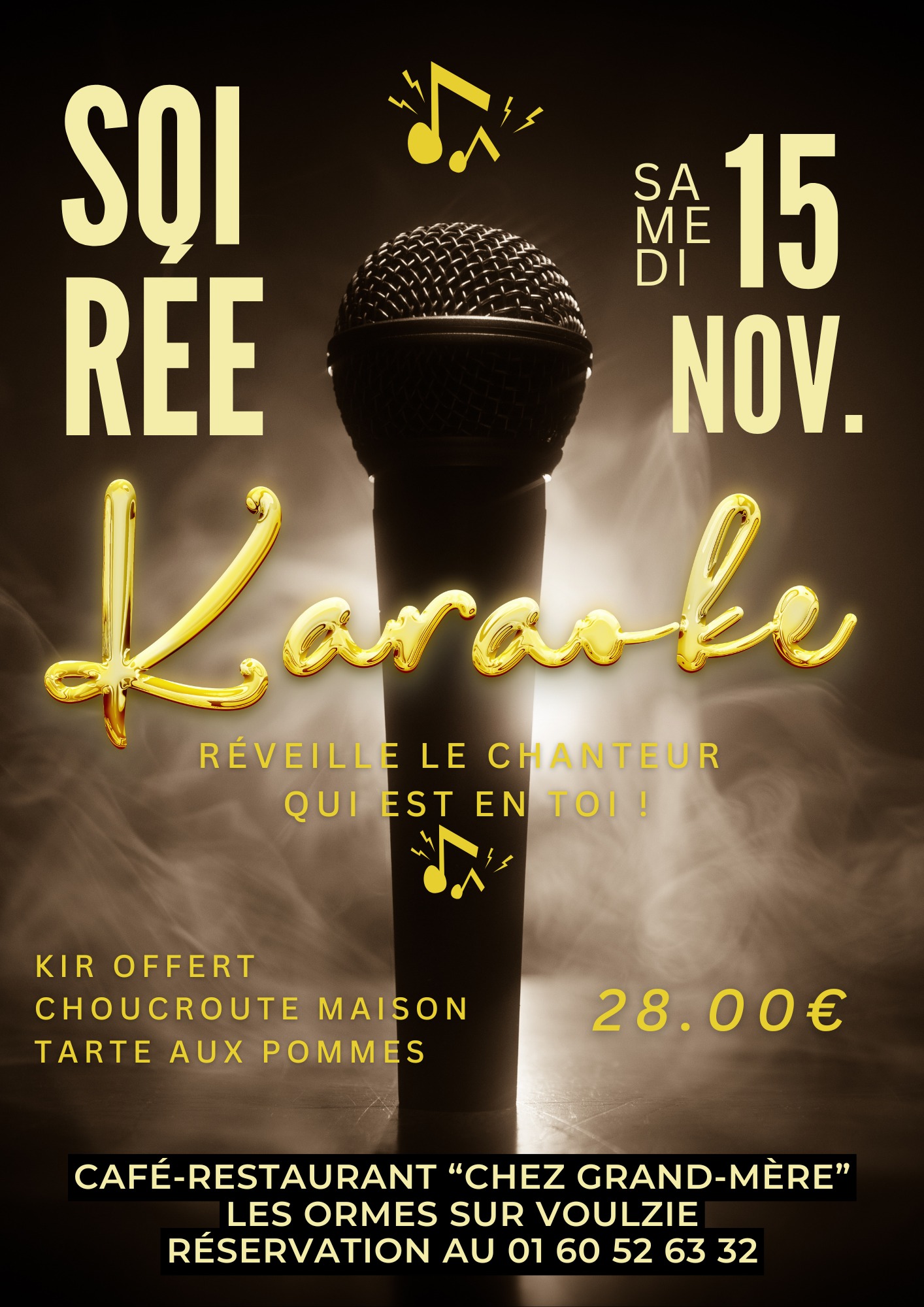 Affiche Soirée karaoké - Restaurant Chez Grand'Mère