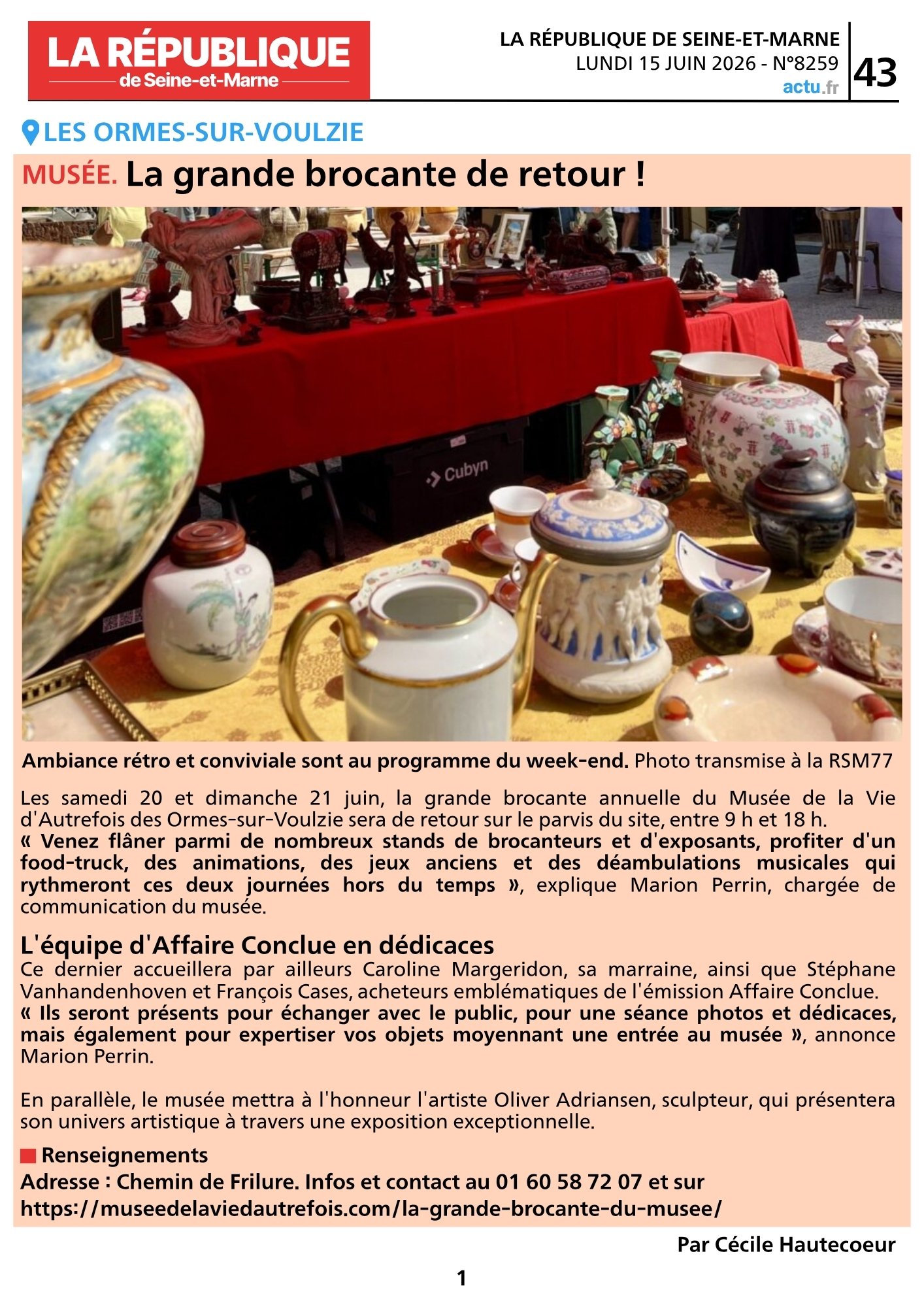La rép de Seine et Marne la brocante du musée 2026
