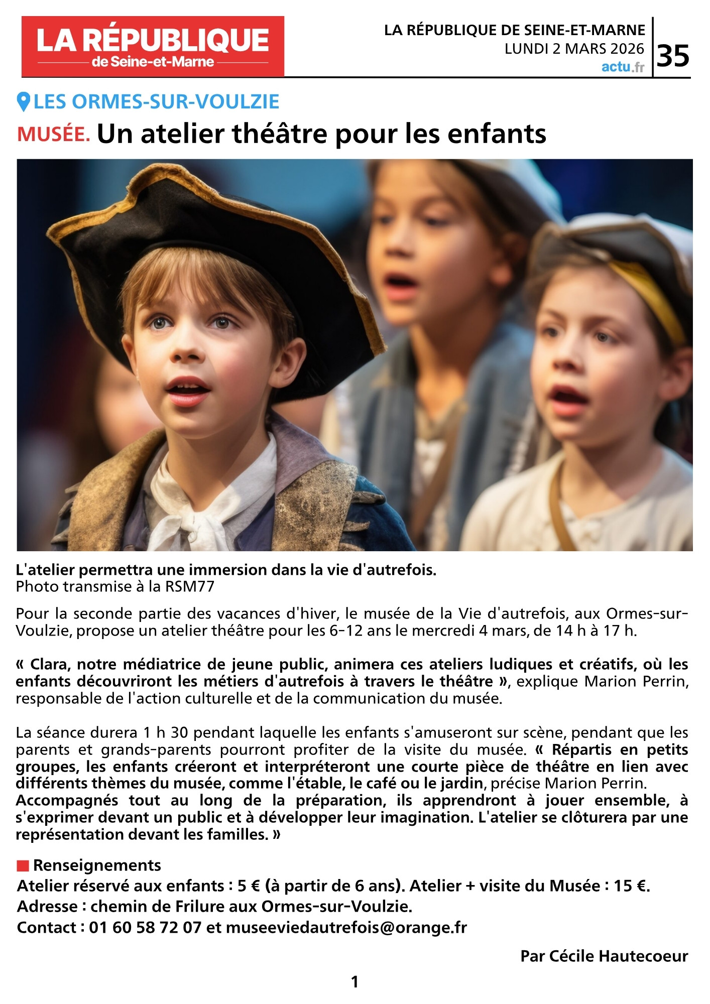 La rép de Seine et Marne atelier théâtre