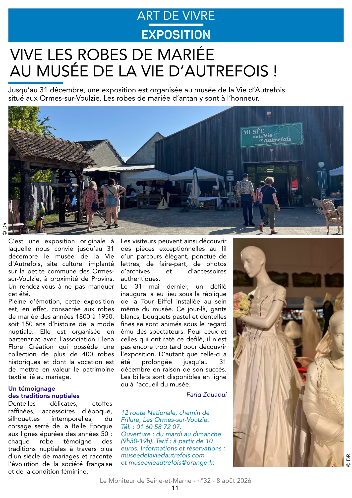 LE MONITEUR DE SEINE-ET-MARNE / Vive les robes de mariée au Musée de la vie d&rsquo;autrefois
